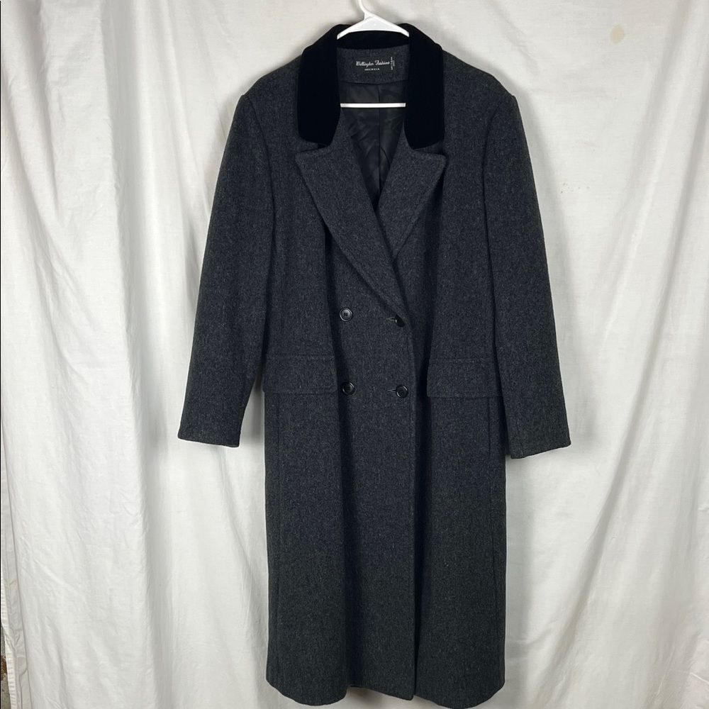 Vintage Wellington Fashions Union Made Gray Wool Blend Trench Coat